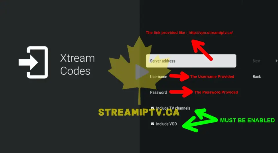 Étape 4 : Entrez vos identifiants Xtream Codes